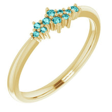 Load image into Gallery viewer, 18K Gold Teal Blue Diamond Cluster Stacking Ring - MiShelli