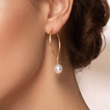 Load image into Gallery viewer, Pearl Hoop Earrings, Gold Vermeil