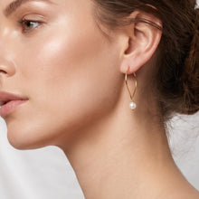 Load image into Gallery viewer, Pearl Hoop Earrings, Gold Vermeil