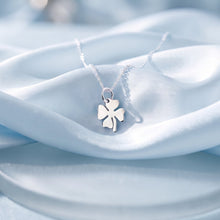 Load image into Gallery viewer, Sterling silver shamrock necklace with clover pendant from MiShelli, featuring a polished, detailed design on a delicate chain.