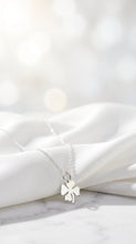 Load image into Gallery viewer, Sterling silver shamrock necklace with a clover pendant, stylish jewelry from MiShelli, perfect for adding a touch of nature-inspired elegance.