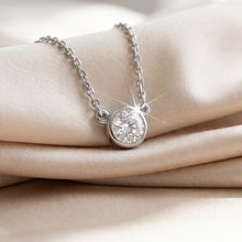 Load image into Gallery viewer, White sapphire tiny solitaire silver necklace featuring a delicate design, perfect for elegant everyday wear by MiShelli.