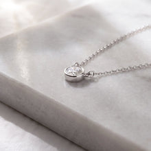 Load image into Gallery viewer, White sapphire tiny solitaire silver necklace featuring a small pendant, showcasing elegant jewelry design by MiShelli.