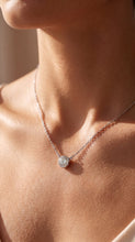 Load image into Gallery viewer, White sapphire tiny solitaire silver necklace featuring a delicate pendant, showcasing elegant jewelry craftsmanship.