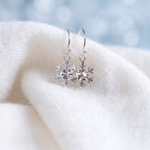 Load image into Gallery viewer, Silver Snowflake Sterling Drop Earrings