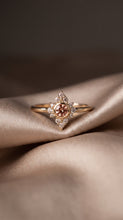 Load image into Gallery viewer, Champagne Sapphire Diamond Ring, Diamond Cluster Princess Ring, 14K Gold (Size 7.5)