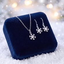 Load image into Gallery viewer, Silver Snowflake Necklace and Earring Set
