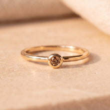 Load image into Gallery viewer, Mini Cognac Diamond, 14K Gold Stacking Ring