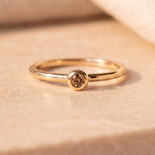 Load image into Gallery viewer, Mini Cognac Diamond, 14K Gold Stacking Ring