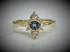 14K Gold Aquamarine Diamond Halo Ring (Size 6)