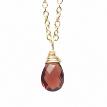 Load image into Gallery viewer, Garnet Solitaire Gold Filled Necklace
