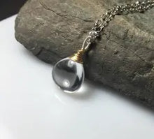 Load image into Gallery viewer, Clear Rock Quartz Mixed Metal Pendant Sterling Silver Necklace