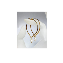 Load image into Gallery viewer, Pearl Golden Hoop Ear Wires - MiShelli