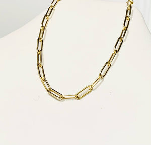 14K Yellow Gold Paperclip Chain Necklace - MiShelli