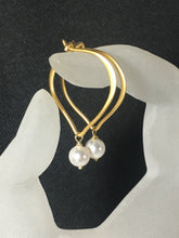 Load image into Gallery viewer, Pearl Golden Hoop Ear Wires - MiShelli