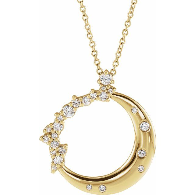 Diamond Crescent Moon 14K Gold Necklace 1/4 CTW - MiShelli