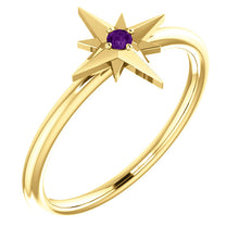 Load image into Gallery viewer, Star Birthstone Ring 14K Yellow Gold or Sterling Silver - MiShelli