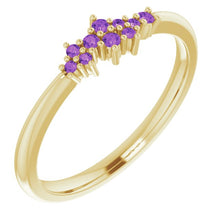Load image into Gallery viewer, 18K Gold Amethyst Cluster Stacking Ring - MiShelli