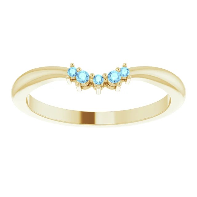 Aquamarine Stacking Ring, Contour Stacking Ring 14K Gold - MiShelli