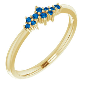 18K Gold Ceylon Blue Sapphire Cluster Stacking Ring - MiShelli