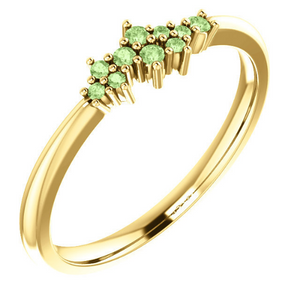 18K Gold Green Diamond Cluster Stacking Ring - MiShelli