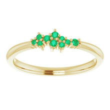 Load image into Gallery viewer, 18K Gold Emerald Cluster Stacking Ring - MiShelli
