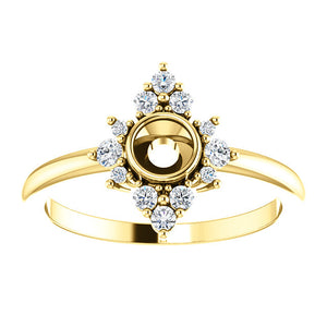 Diamond Cluster Halo Gemstone Ring 14K Gold - Personalize - MiShelli