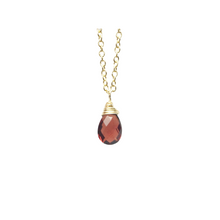 Load image into Gallery viewer, Garnet Solitaire Gold Necklace - MiShelli