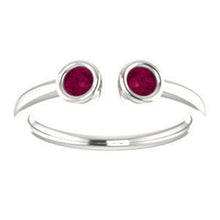 Load image into Gallery viewer, Garnet Dual Stone Ring, Sterling silver, 14K Gold, Stacking Ring, Birthstone Ring - MiShelli
