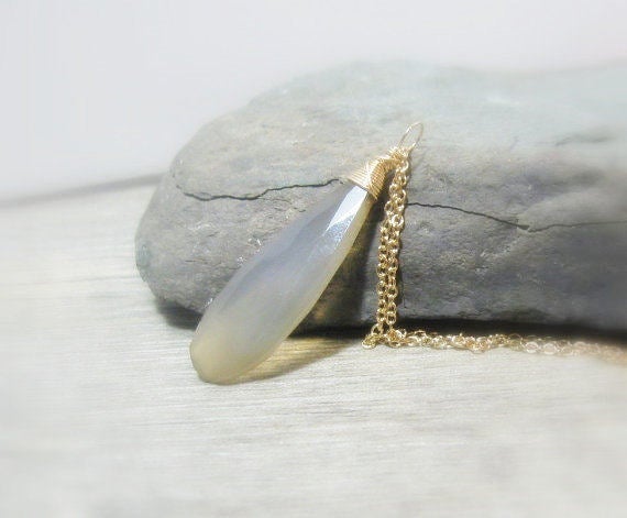 Layering Necklace, Grey Chalcedony Gold Filled - MiShelli
