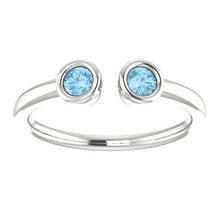 Load image into Gallery viewer, Silver Aquamarine Dual Stone Stacking Ring - MiShelli