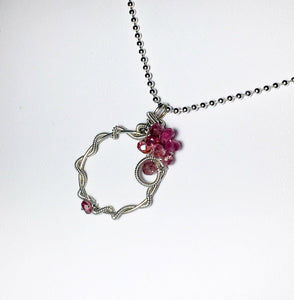 Pink Tourmaline Wire Wrapped Pendant, Sterling Silver Gemstone Necklace - MiShelli