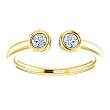 Load image into Gallery viewer, Diamond Ring, Dual Stone 14K Gold Diamond Stacking Ring, April Birthstone - MiShelli