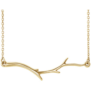 14K Gold Twig, Branch Necklace - MiShelli