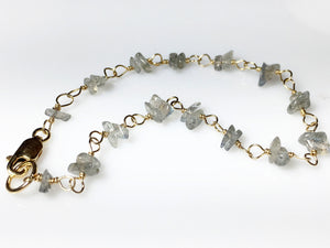 Labradorite Bracelet, Gold Fill Gemstone Chips, Gifts for her, Layering Jewelry - MiShelli