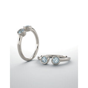 Silver Aquamarine Dual Stone Stacking Ring - MiShelli
