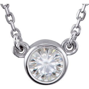 Tiny Moissanite Solitaire Necklace, Gemstone Pendant, Sterling Silver - MiShelli
