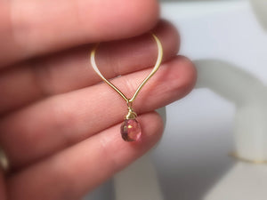Pink Quartz Gemstone Gold Hoop Earrings - MiShelli