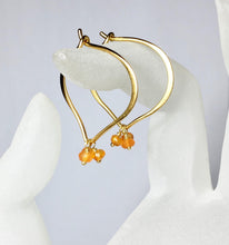 Load image into Gallery viewer, Carnelian Gold Hoop Ear Wires - MiShelli