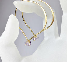 Load image into Gallery viewer, Amethyst Gold Hoop Ear Wires - MiShelli