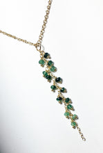 Load image into Gallery viewer, Emerald Necklace, Gold Fill Tassel Pendant - MiShelli