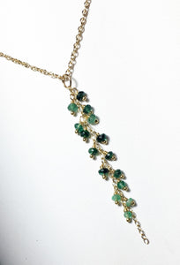 Emerald Necklace, Gold Fill Tassel Pendant - MiShelli