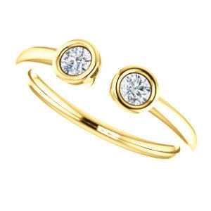 Diamond Ring, Dual Stone 14K Gold Diamond Stacking Ring, April Birthstone - MiShelli