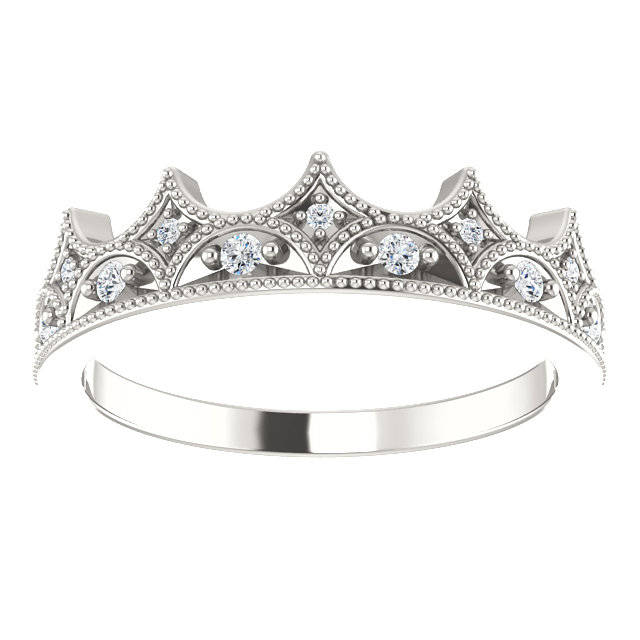 Diamond Crown Eternity Ring, Sterling Silver, Wedding Band, Stacking Ring - MiShelli