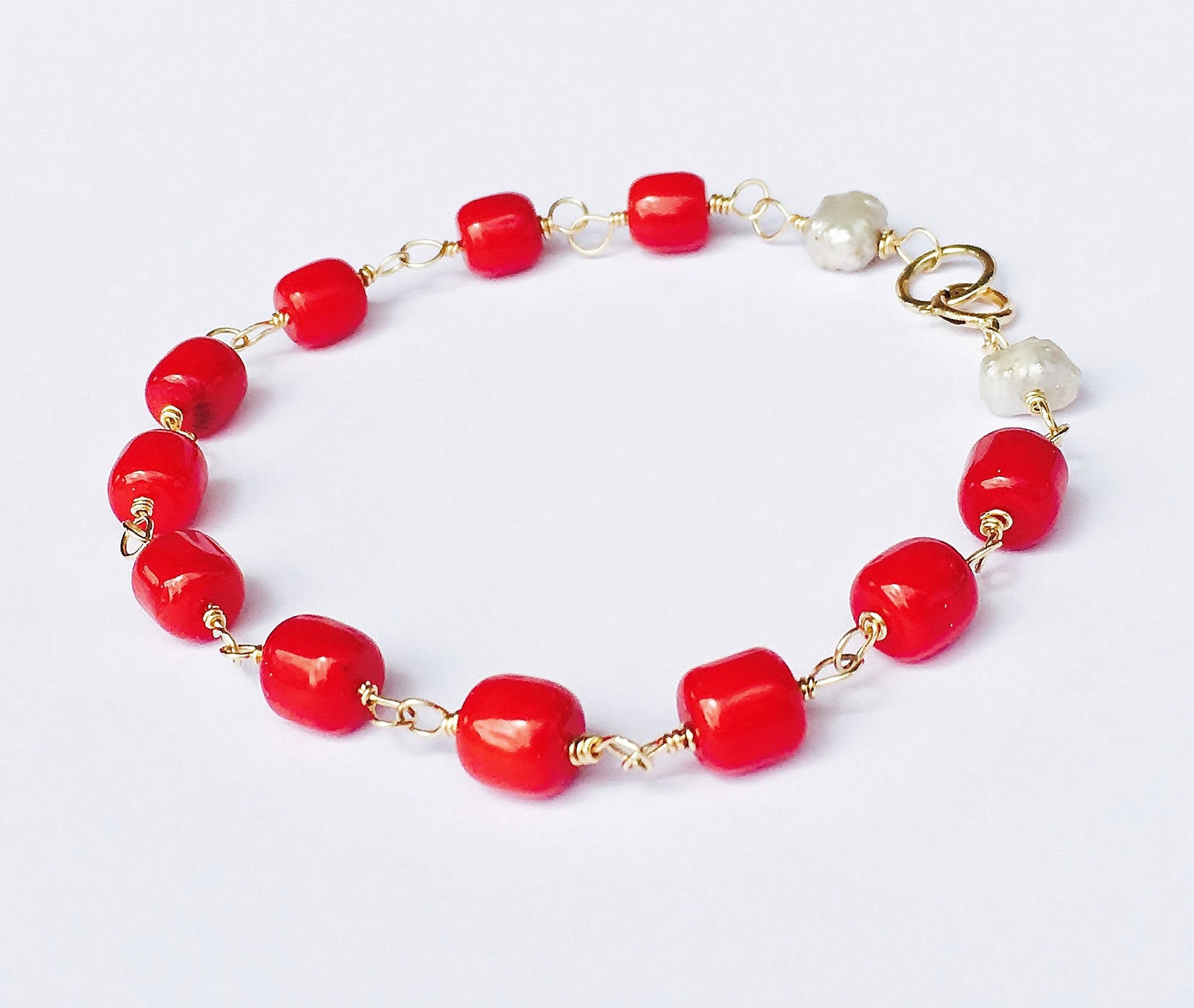Navajo Red Coral Bracelet - Native American Bracelets, Navajo Jewelry