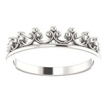 Load image into Gallery viewer, Silver Crown Ring, Sterling Silver Stackable, Friendship Ring, Queen&#39;s Crown Stacking Ring, Tiara, Royal Crown Ring - MiShelli