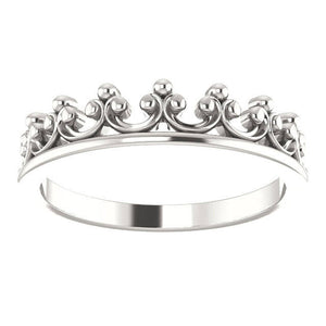 Silver Crown Ring, Sterling Silver Stackable, Friendship Ring, Queen's Crown Stacking Ring, Tiara, Royal Crown Ring - MiShelli