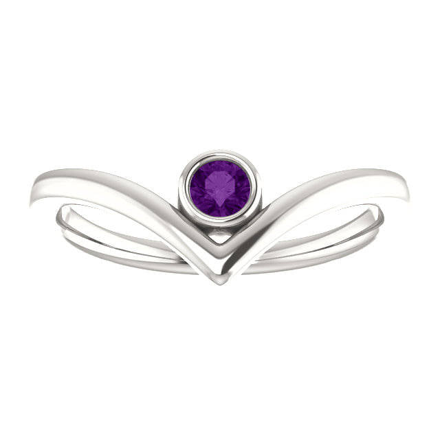 Amethyst Chevron Stacking Ring - MiShelli