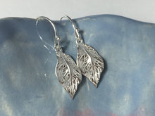 Load image into Gallery viewer, Silver Leaf Dangle Earrings - MiShelli