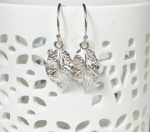 Silver Leaf Dangle Earrings - MiShelli